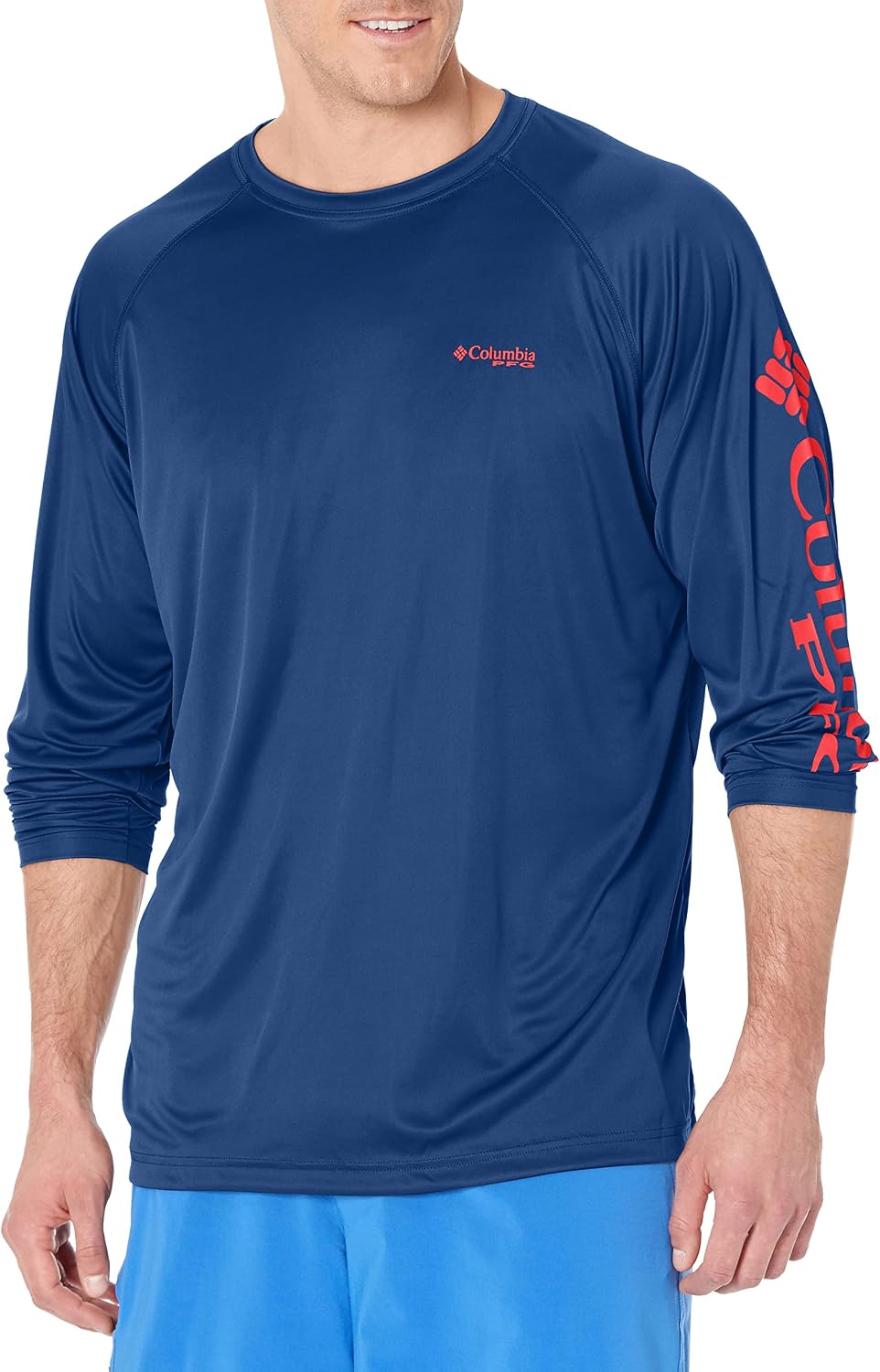 Columbia Men's PFG Terminal Tackle Long Sleeve Shirt - Carbon\/Red Spark Logo