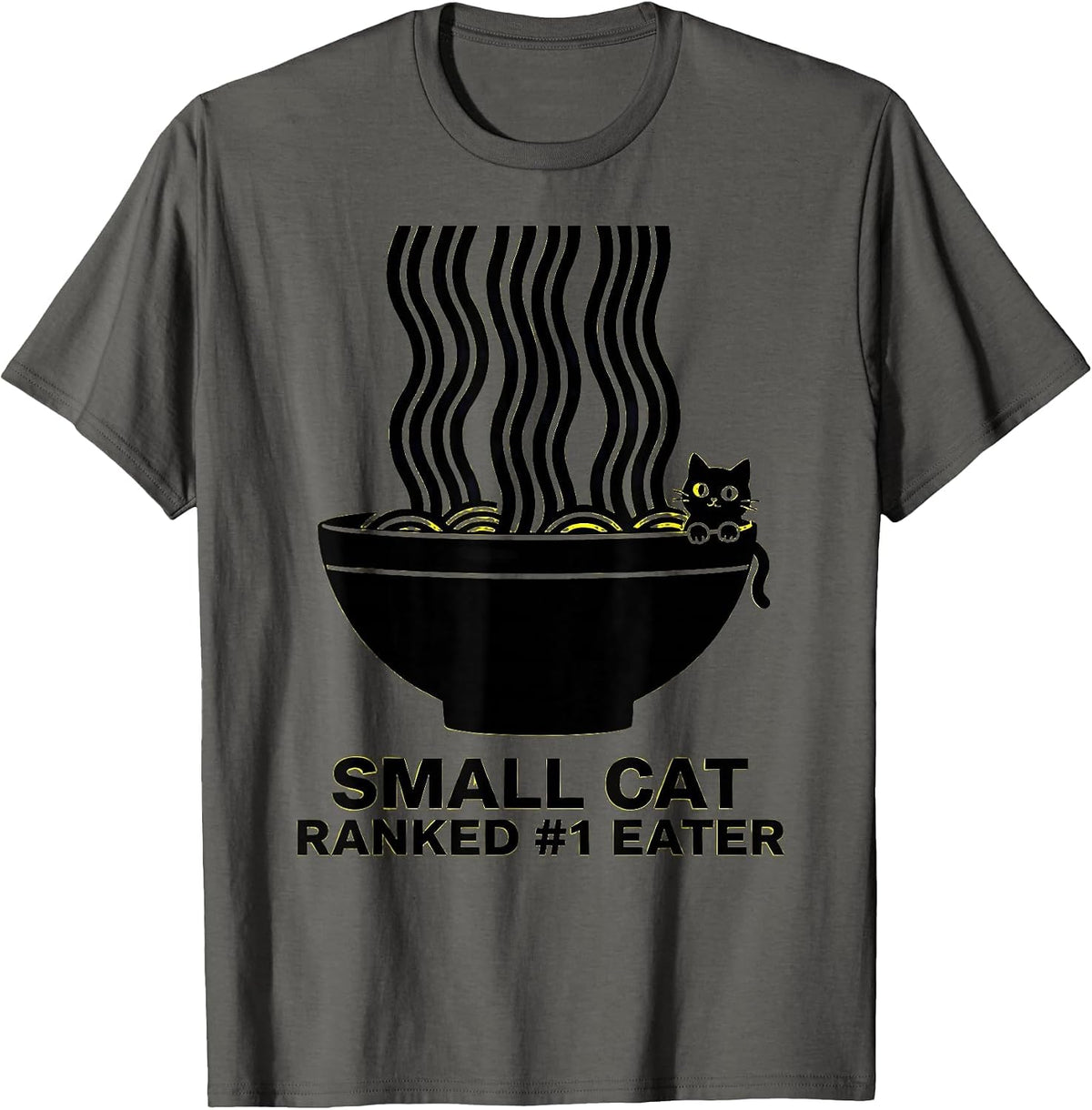 Men's Small Cat, Ranked #1 Eater Funny Anime Kawaii Cat Lover Gift T-Shirt - Asphalt Grey