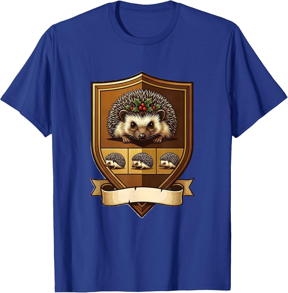 Men's Hedgehog Crest Emblem Cute Hedgehog Lover Christmas T-Shirt - Royal Blue