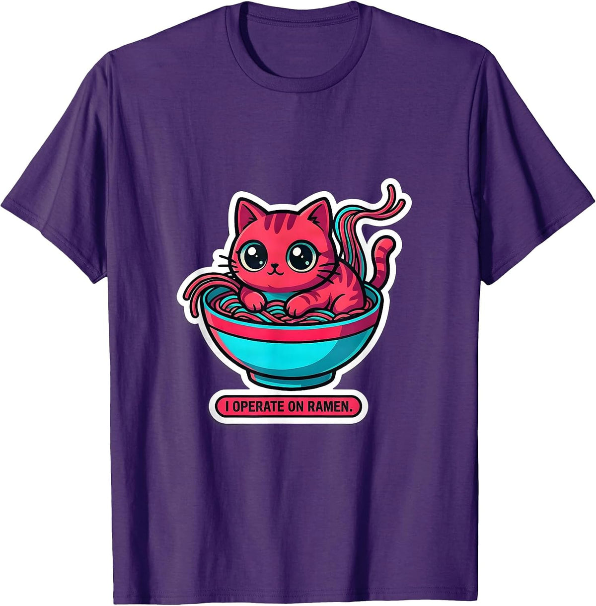 I Operate On Ramen Funny Kawaii Anime Cat Gift T-Shirt - Purple