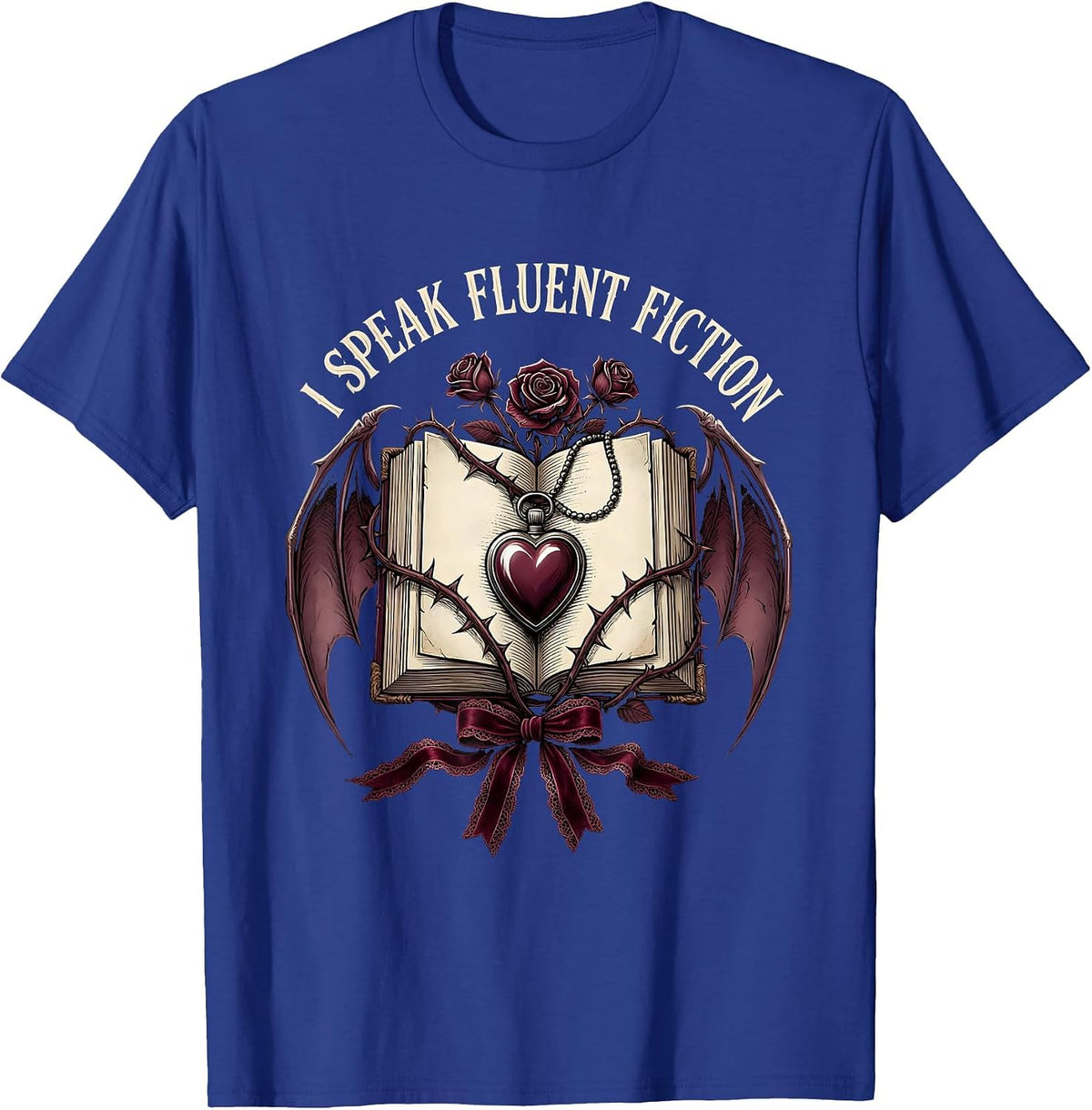 Men's I Speak Fluent Fiction Book Character Teacher T-Shirt - Royal Blue