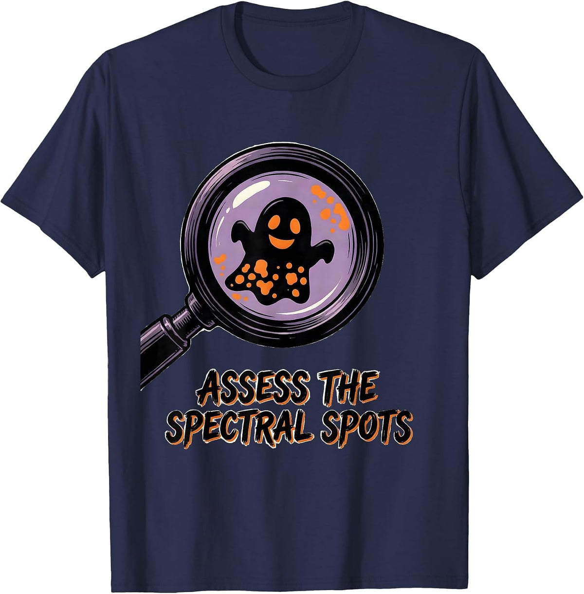 Assess The Spectral Spots Halloween Dermatology Esthetician T-Shirt - Navy Blue