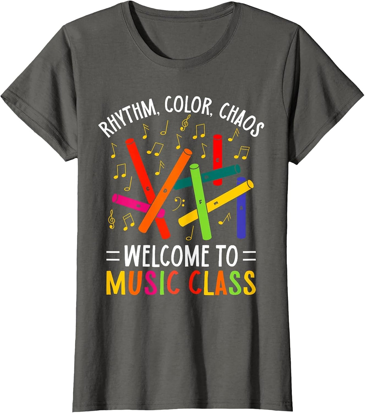 Percussion Instrument Educator Music Class Boomwhacker T-Shirt - Asphalt Grey