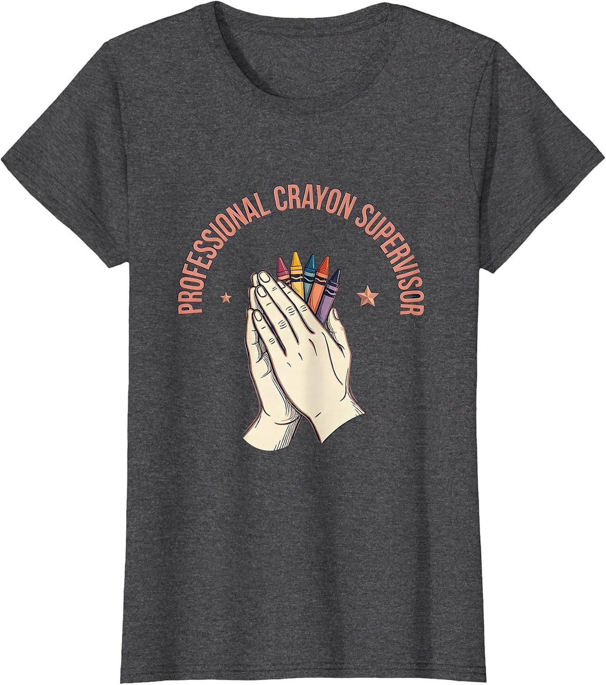 Women's Professional Crayon Supervisor Preschool Teacher T-Shirt - Dark Heather Grey