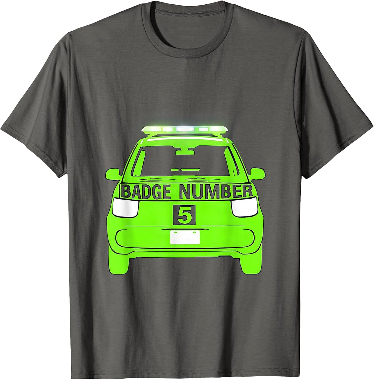 Men's Badge Number 5 Stencil Graphic Future Police Officer Kids T-Shirt - Asphalt Grey