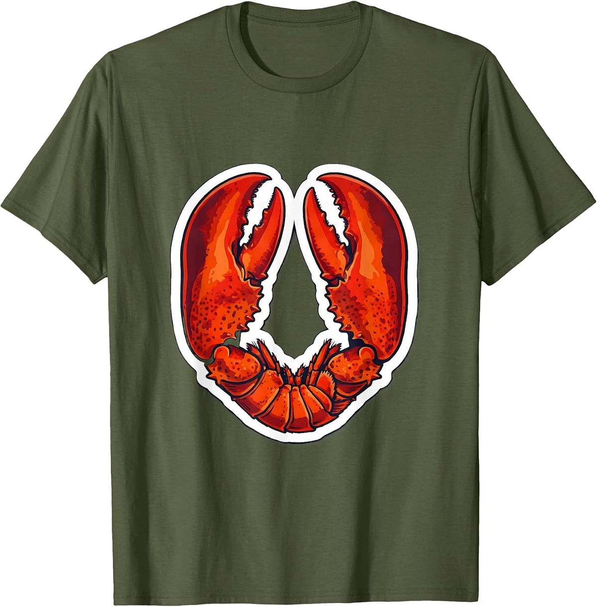 Men's Crossed Lobster Claws Graphic Design T-Shirt - Olive Green