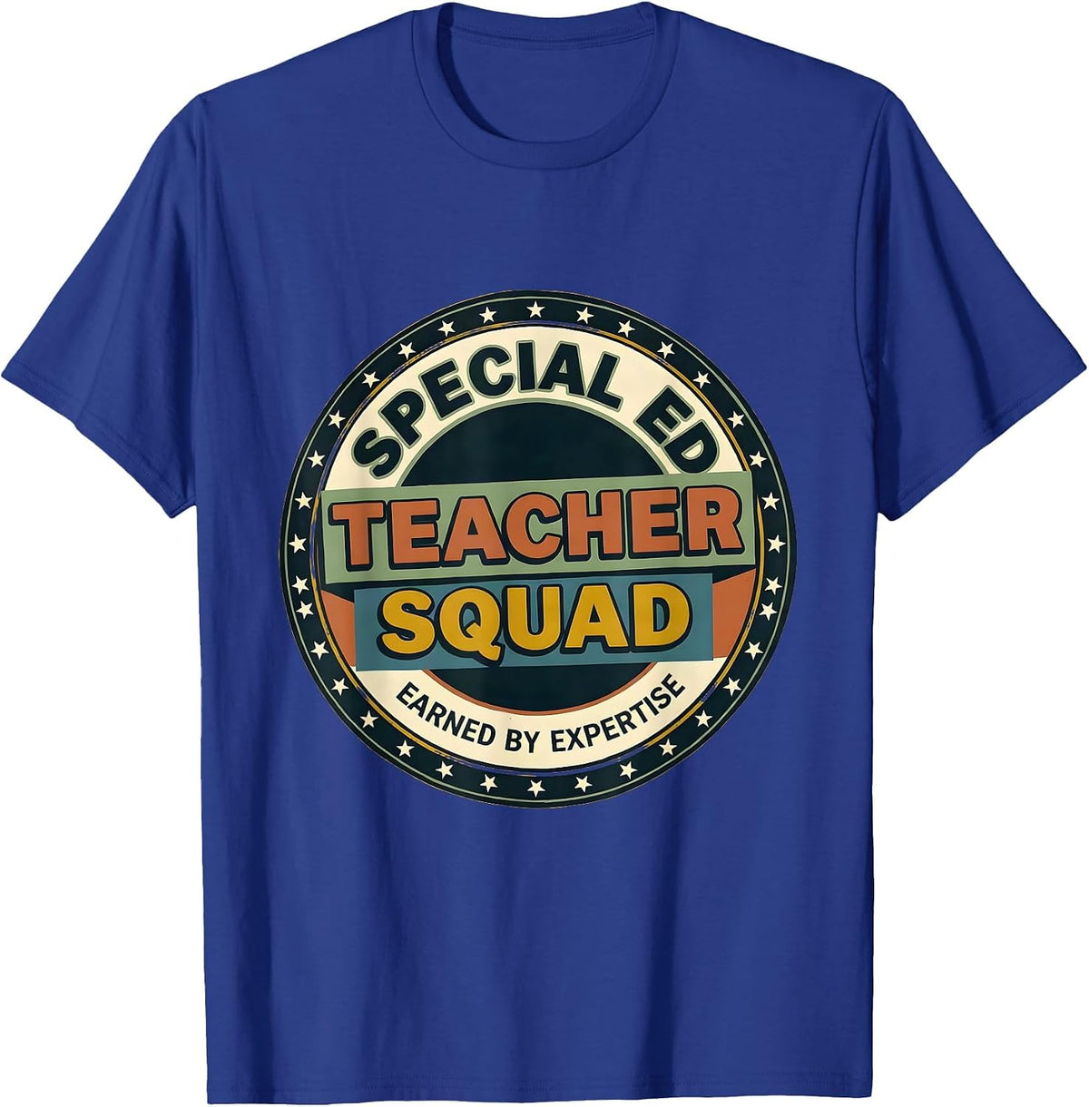 Men's Earned By Expertise Bold Retro Special Education Teacher T-Shirt - Royal Blue
