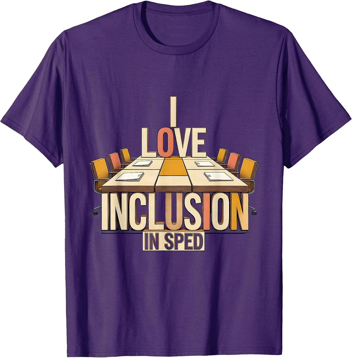 Men's I Love Inclusion In SPED Inspirational Special Education T-Shirt - Purple