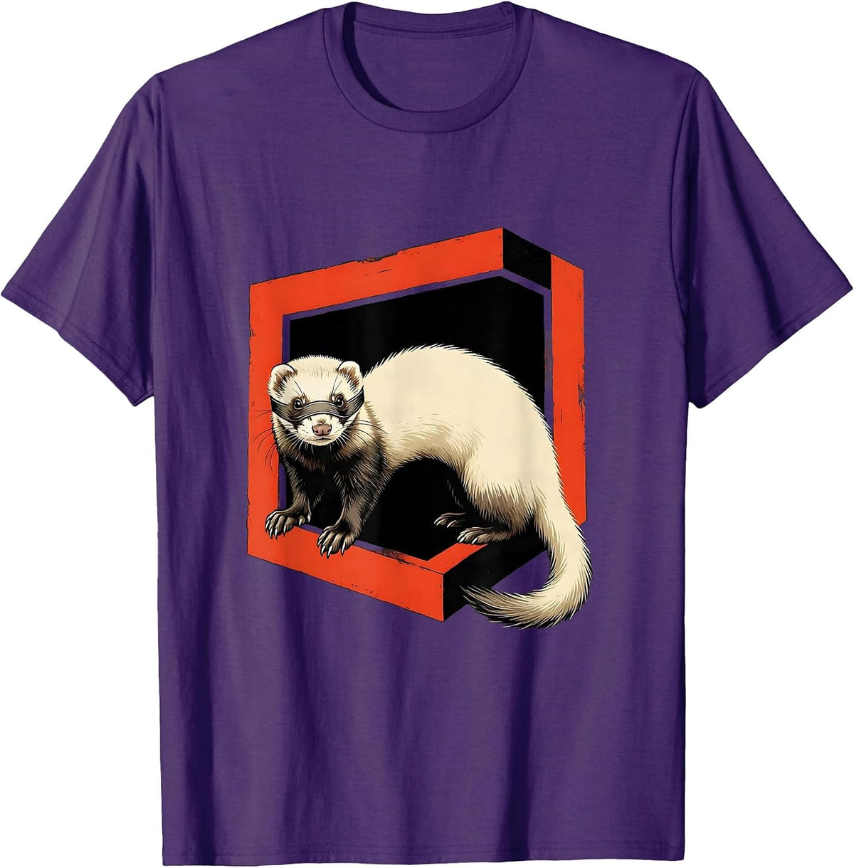 Ferret Stencil Graphic Funny Ferret Lover Gift T-Shirt - Purple
