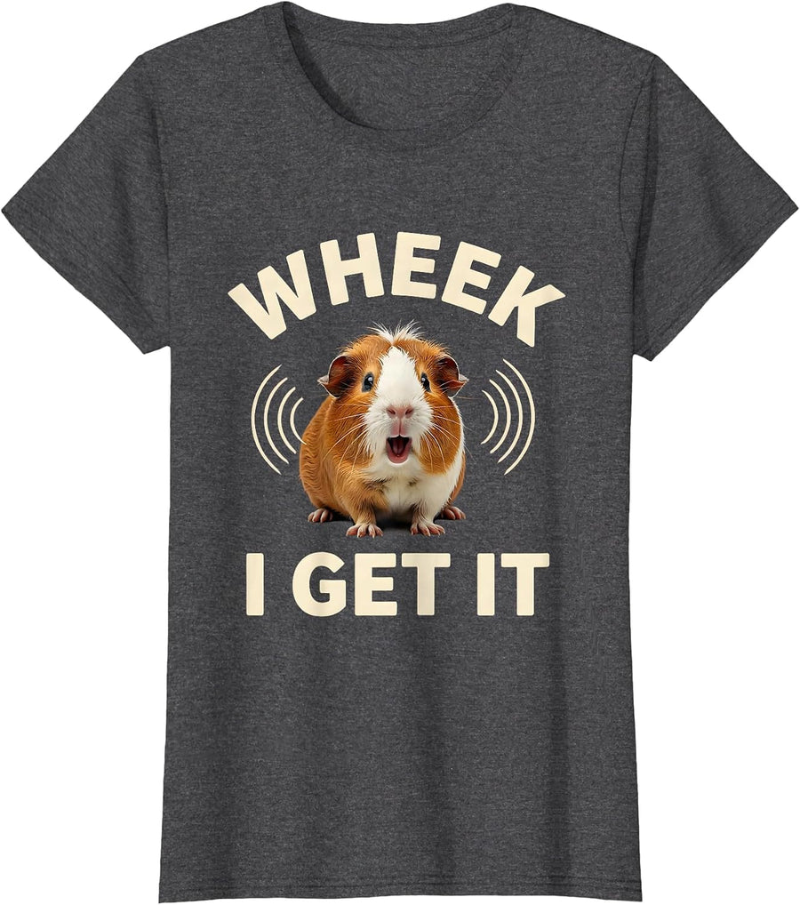 Women's Wheek, I Get It Funny Guinea Pig Lover Pet Humor T-Shirt - Dark Heather Grey