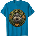 Camo Hedgehog Curled in Leaf Pile Kids Design T-Shirt - Sapphire Blue