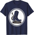 Cowgirl Boot Crushing Rattlesnake Rodeo Design T-Shirt - Navy Blue