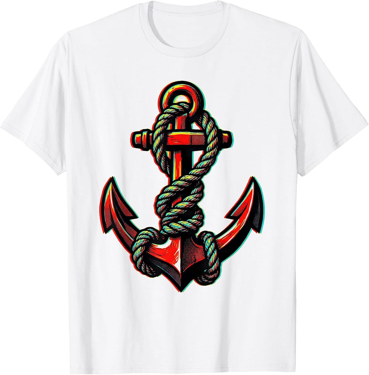 Men's Anchor Rope Knot Nautical Illustration T-Shirt - White