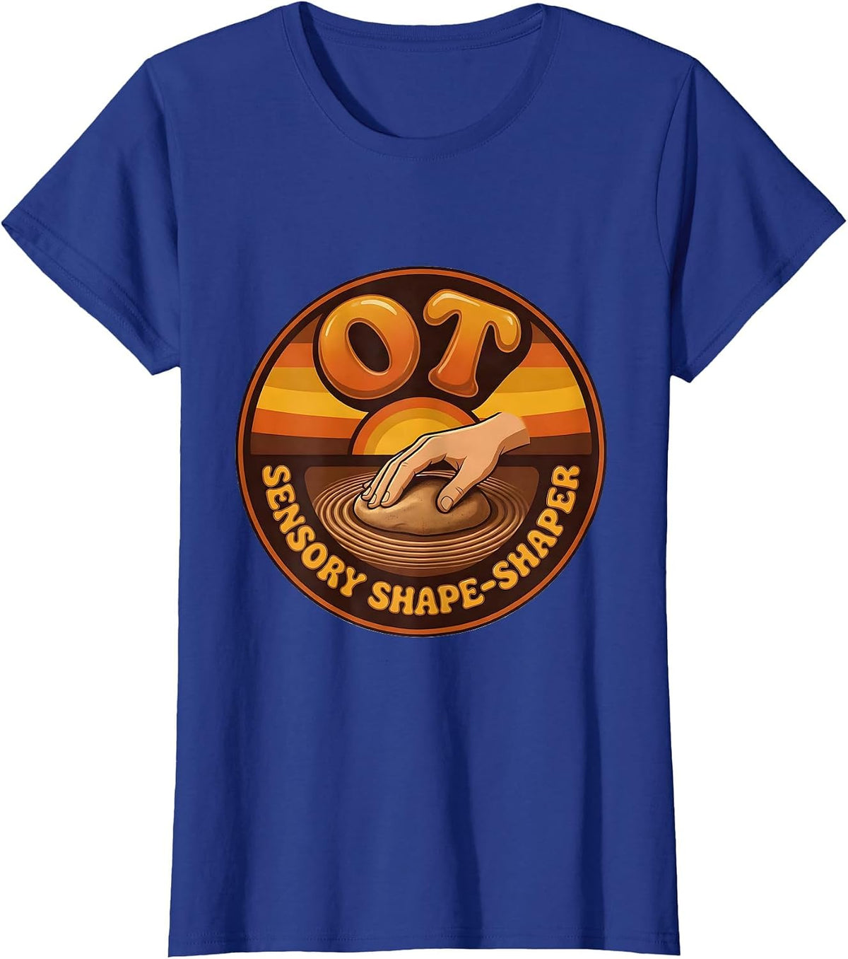 Women's OT Sensory Shape-Shaper Retro Occupational Therapy T-Shirt - Royal Blue