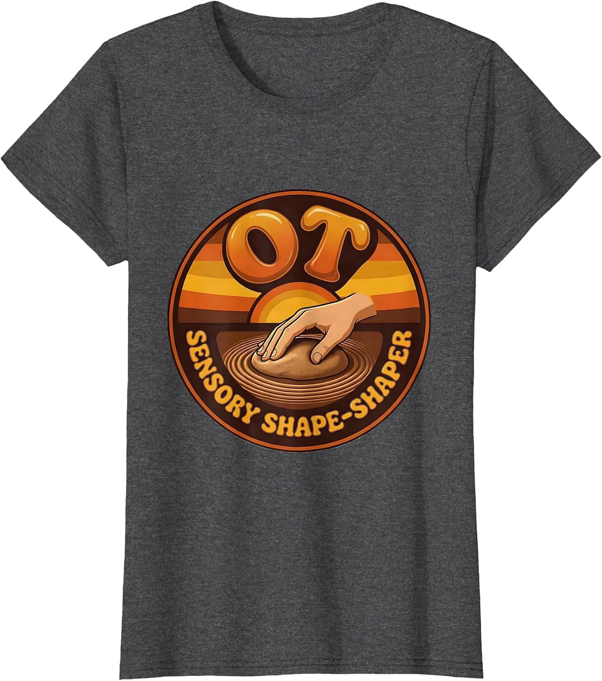 Women's OT Sensory Shape-Shaper Retro Occupational Therapy T-Shirt - Dark Heather Grey