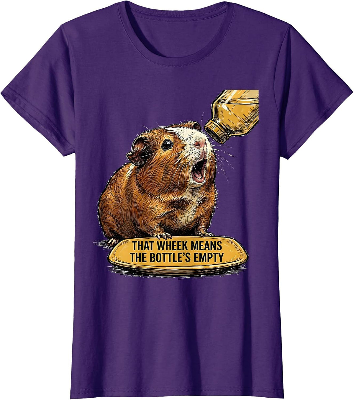 Women's That Wheek Means The Bottle's Empty Funny Guinea Pig Lover T-Shirt - Purple