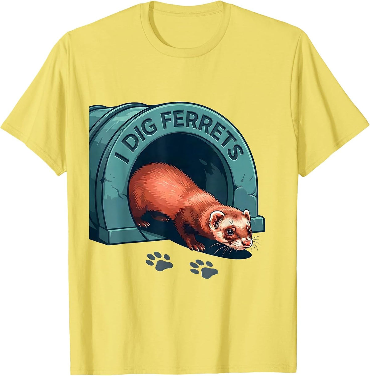 Men's I Dig Ferrets Funny Ferret Lover Gifts For Teens Kids T-Shirt - Lemon Yellow