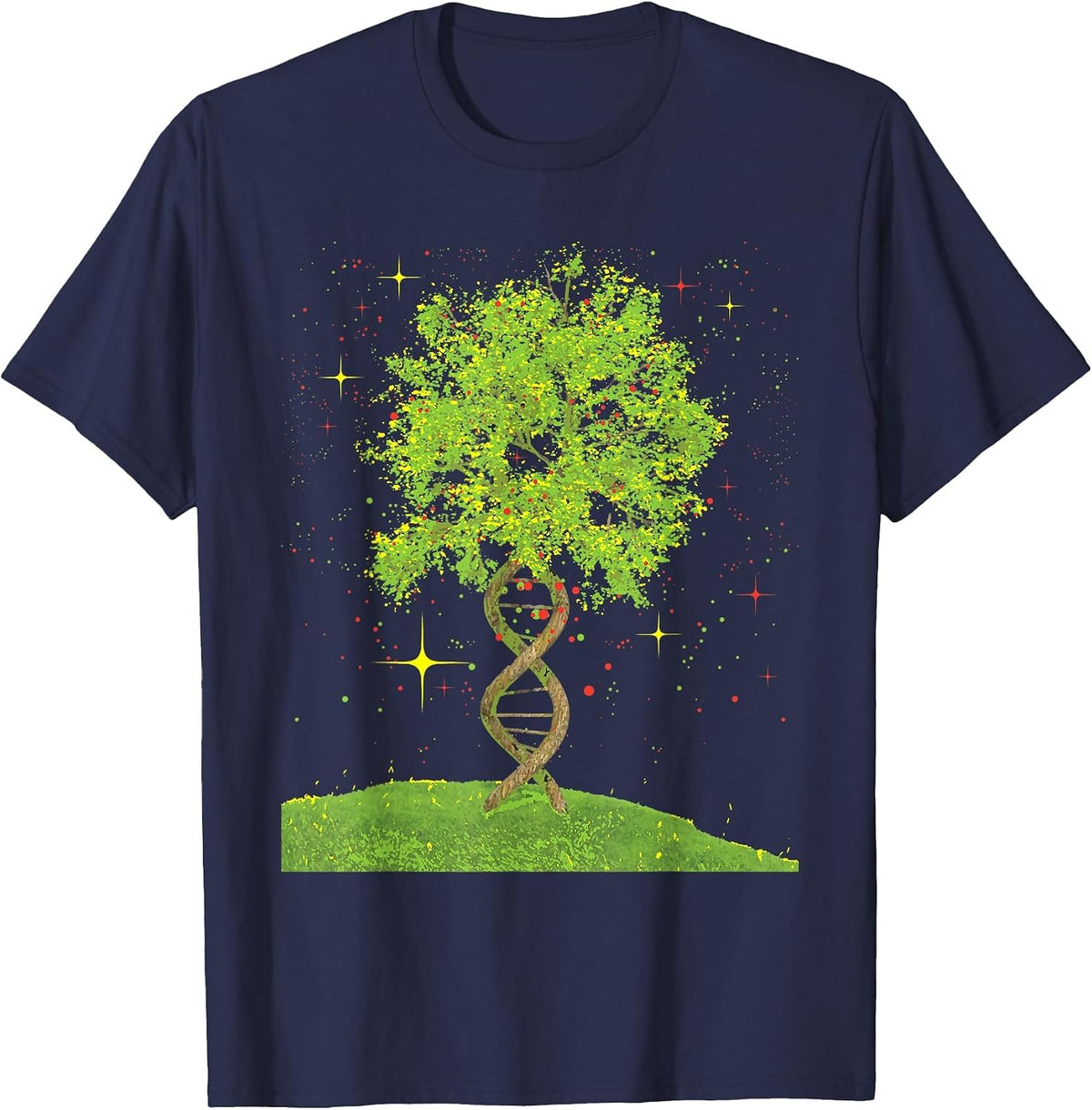 DNA Tree - Biologist Biology Student Science Earth Day T-Shirt - Navy Blue