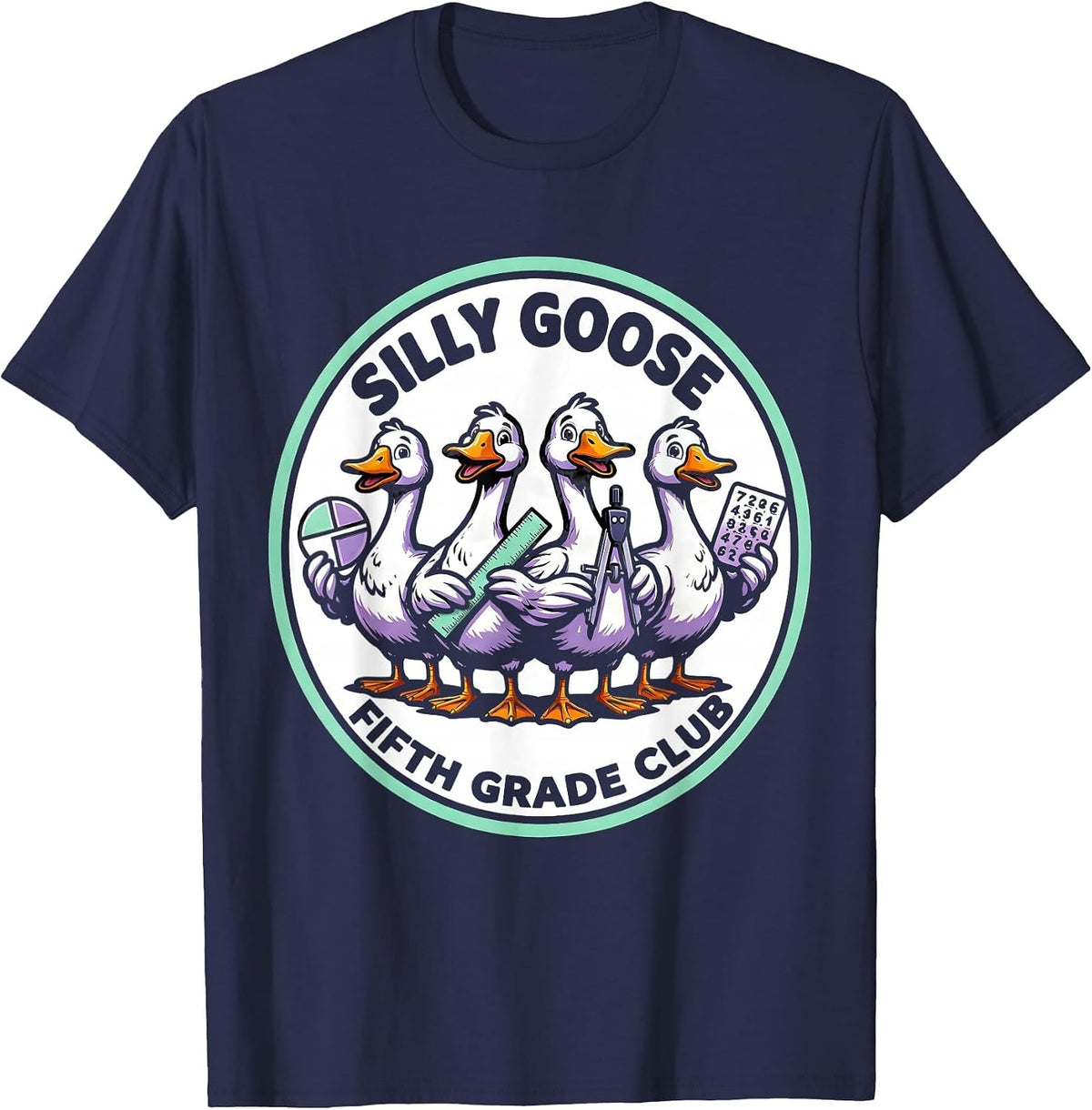 Silly Goose Fifth Grade Club Funny Teacher Back To School T-Shirt - Navy Blue