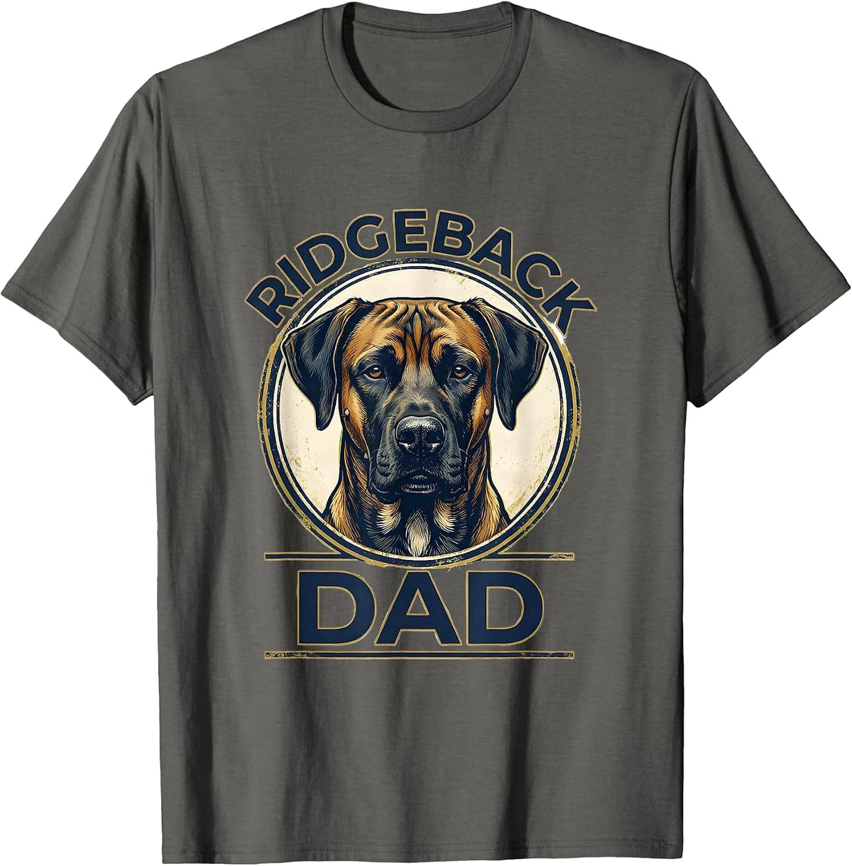 Men's Ridgeback Dad Vintage Rhodesian Ridgeback Dog Lover Emblem T-Shirt - Asphalt Grey