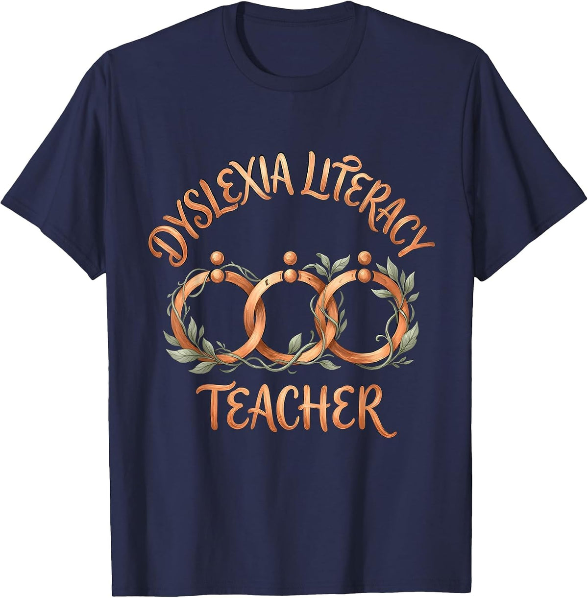 Dyslexia Literacy Teacher Boho Typography SPED Teacher T-Shirt - Navy Blue