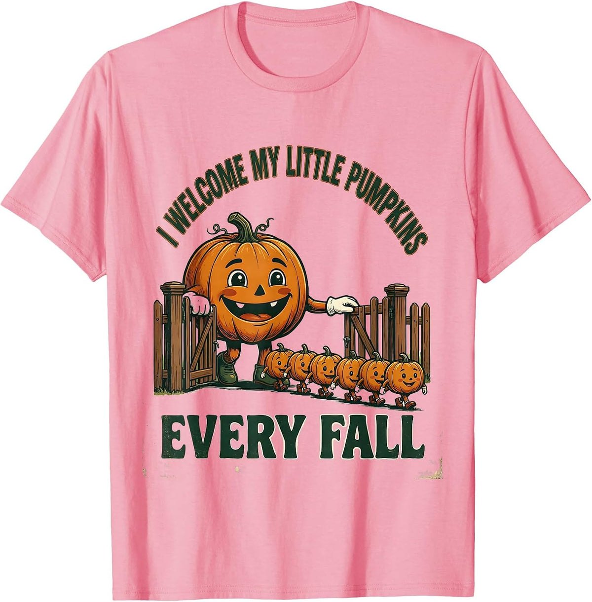 Men's I Welcome My Little Pumpkins Every Fall Teacher T-Shirt - Pink