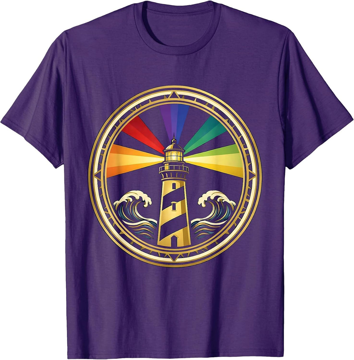 Autism Awareness Lighthouse Spectrum Colors T-Shirt - Purple