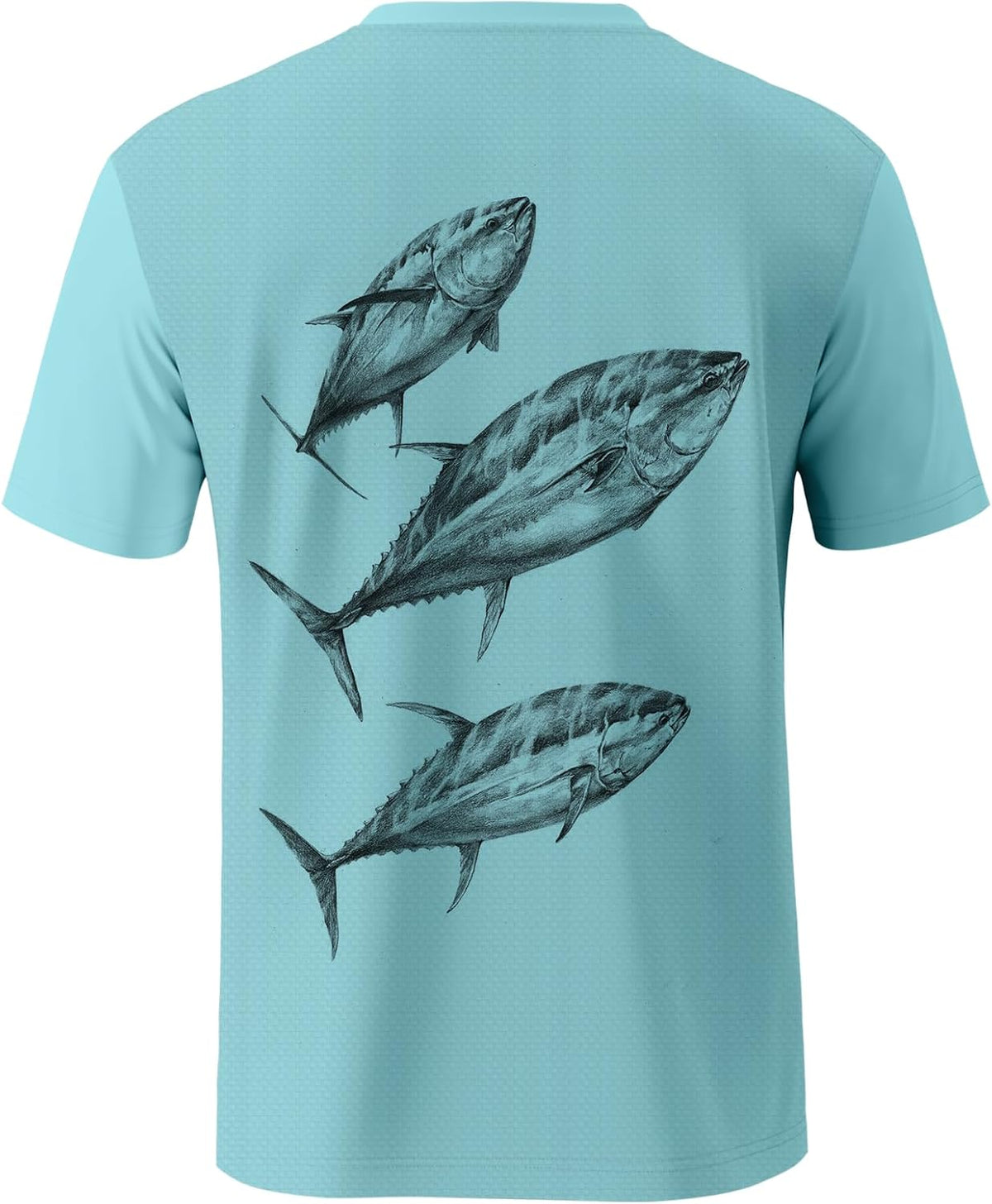 Palmyth Men's Fishing Shirt Short Sleeve UPF50+ Quick-Dry T-Shirts - Sky Blue \/ Tuna