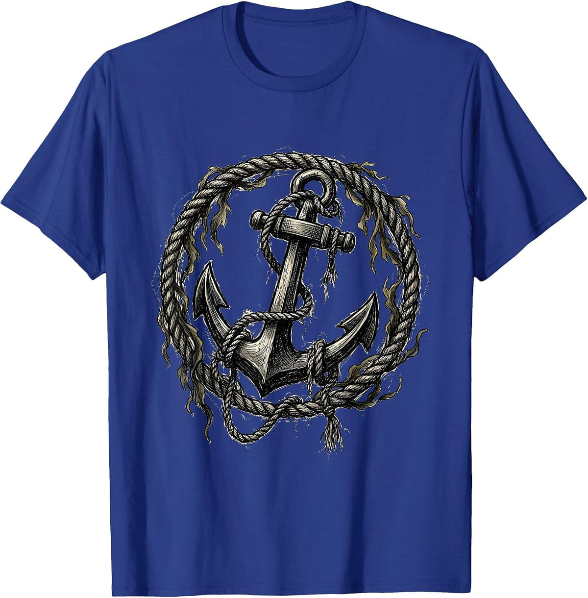 Men's Tangled Anchor Nautical Chaos Graphic Tee T-Shirt - Royal Blue
