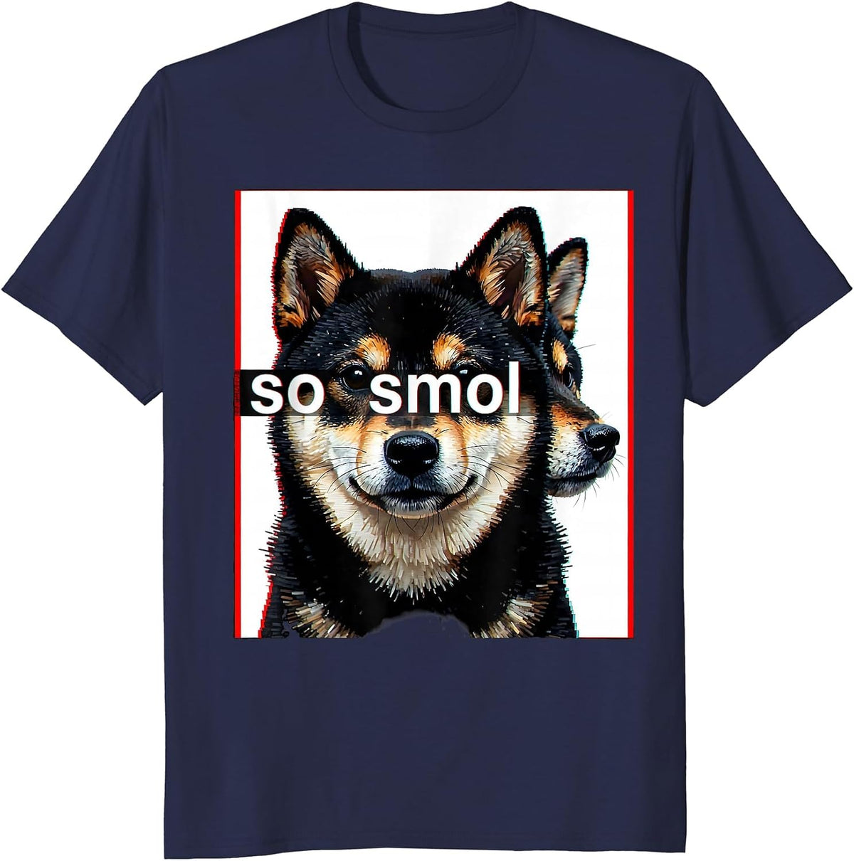 Men's so smol Kawaii Shiba Inu Dog Lover Meme Humor T-Shirt - Navy Blue