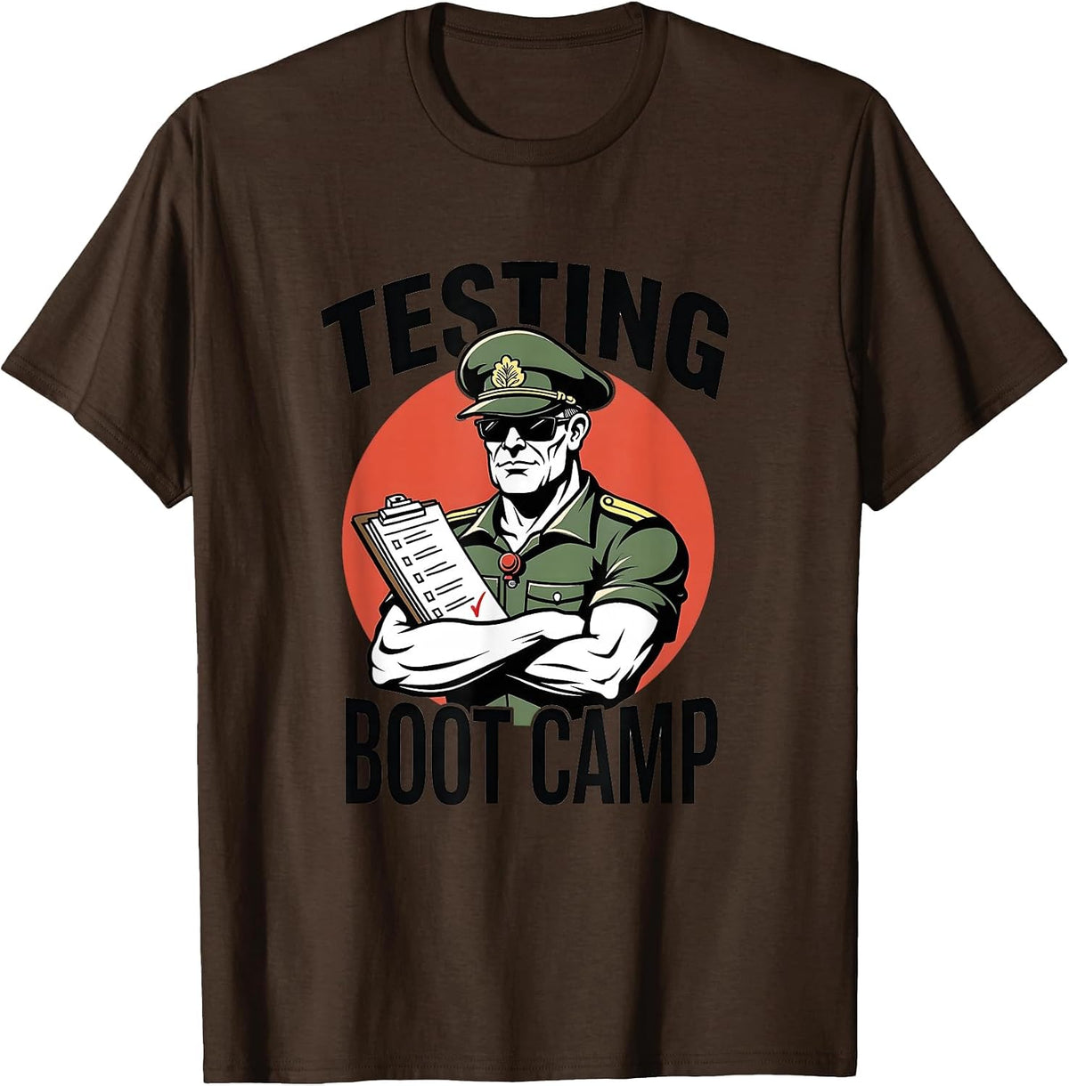 Rock The Test Music Teacher Testing Boot Camp Design T-Shirt - Brown