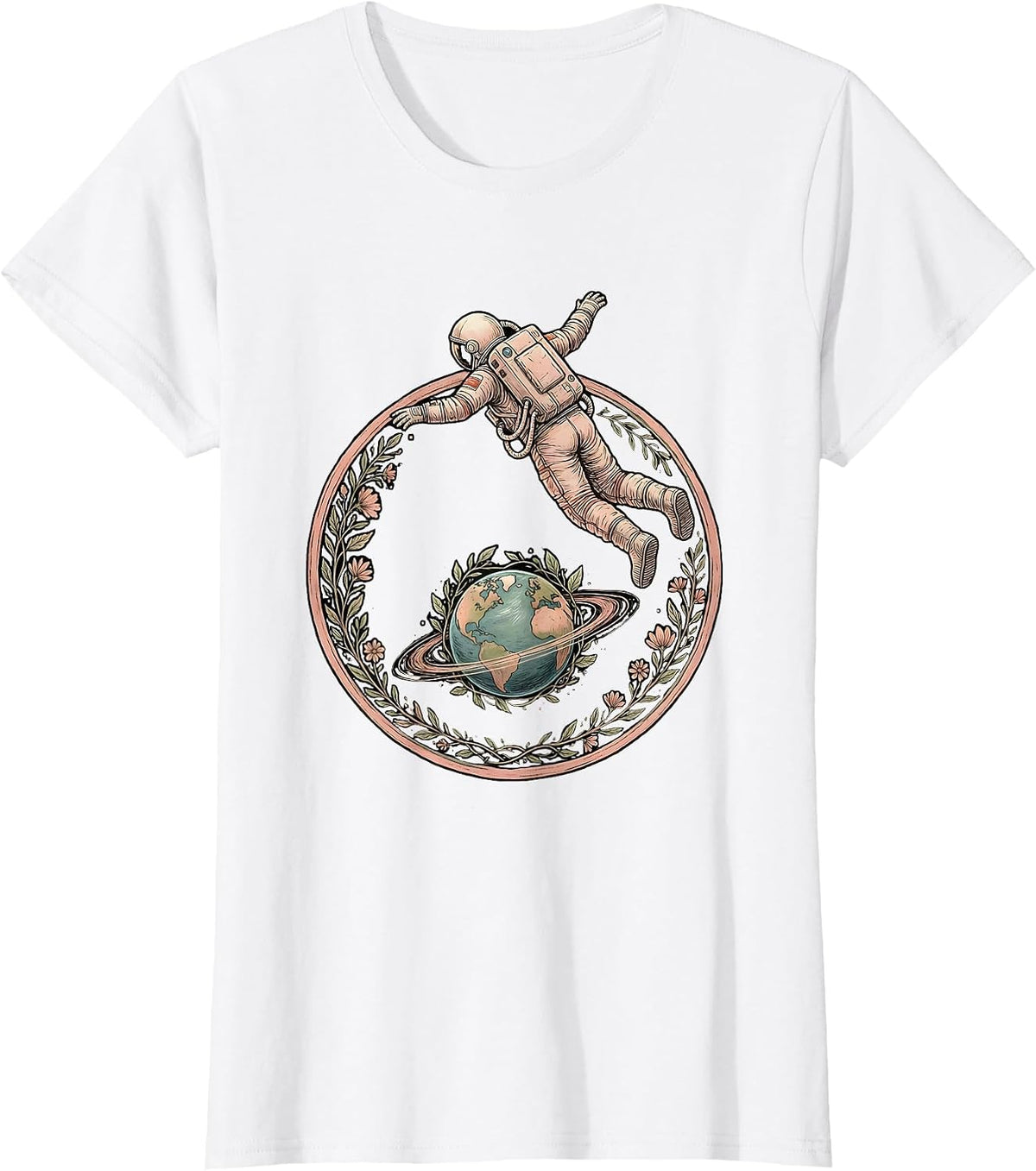 Women's Autism Astronaut Floating Above Colorful Planet T-Shirt - White