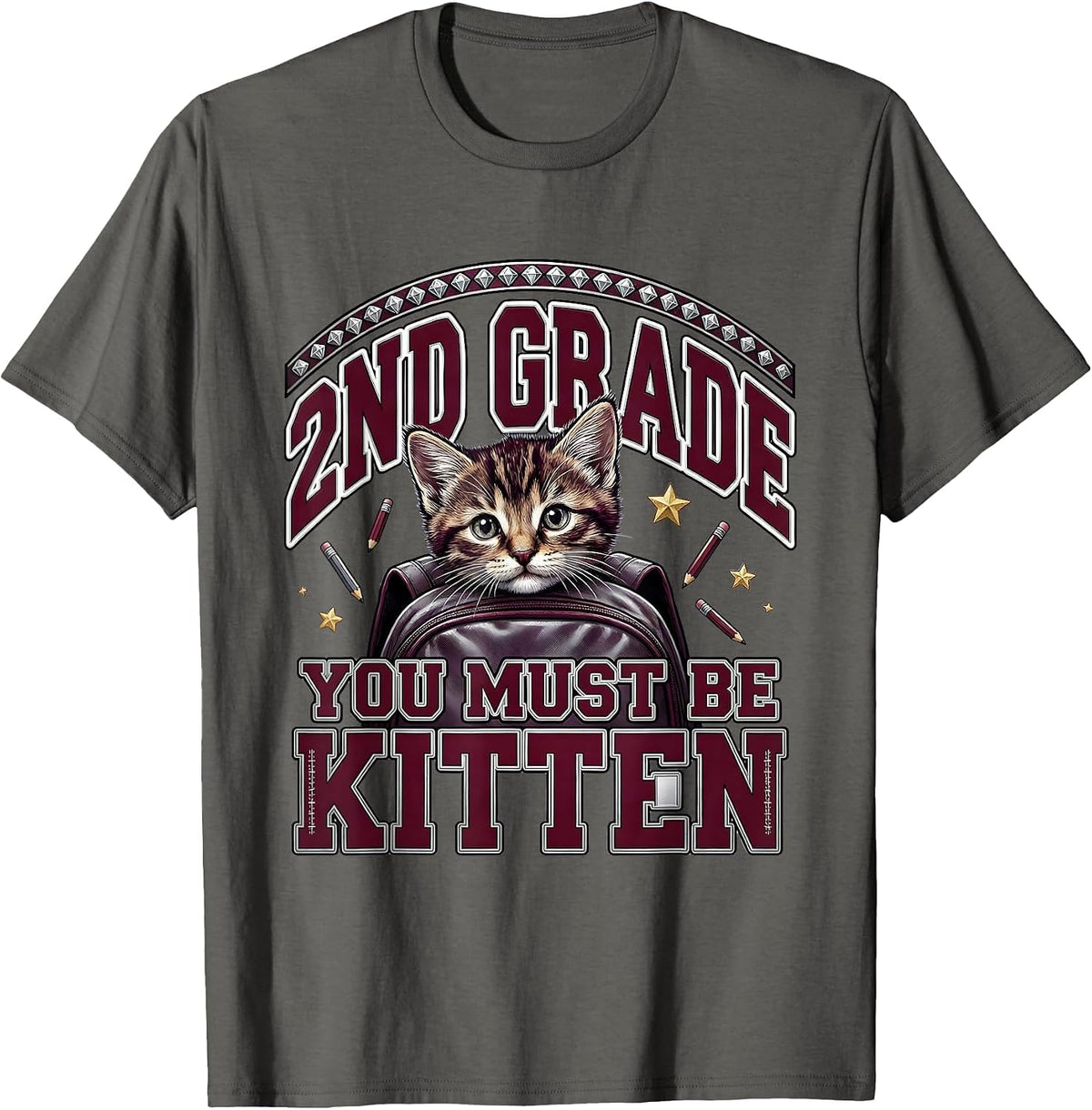 Men's 2nd Grade You Must Be Kitten Cute Cat Lover Back To School T-Shirt - Asphalt Grey