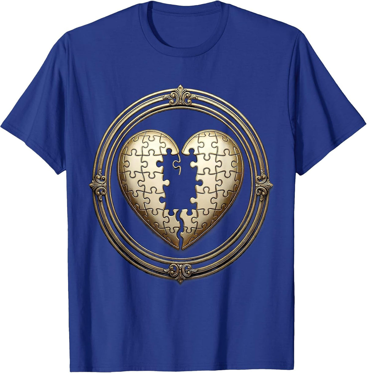 Men's Interlocking Puzzle Heart Graphic Design T-Shirt - Royal Blue