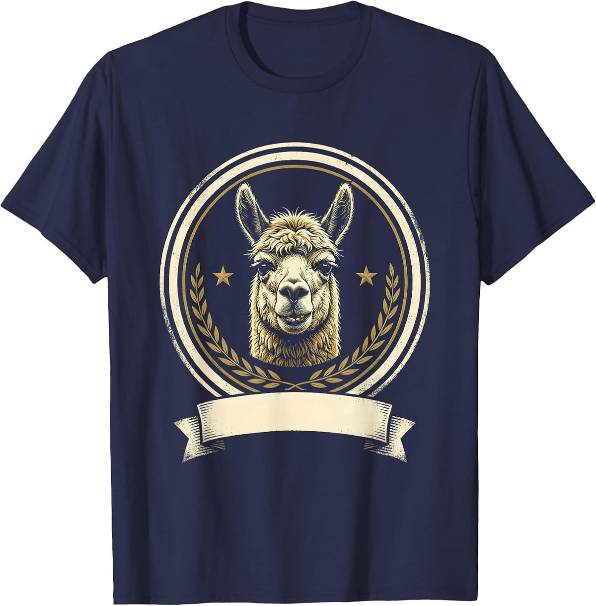 Men's Alpaca Emblem Funny Casual Humor T-Shirt - Navy Blue