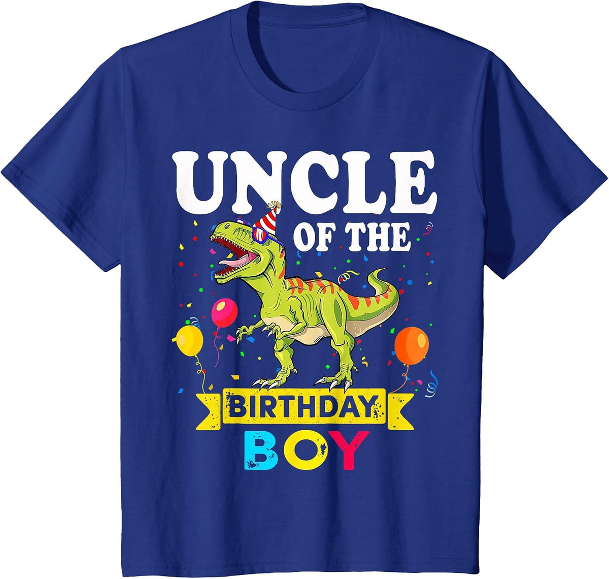 Uncle of The Birthday Boy Dinosaur T-Rex Matching Family T-Shirt - Royal Blue