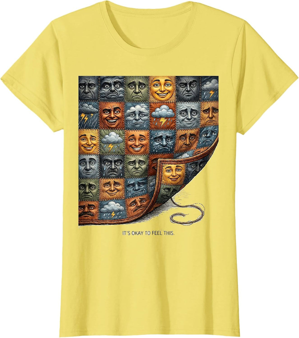 Women's It's Okay to Feel This Mental Health Counselor Therapy Humor T-Shirt - Lemon Yellow