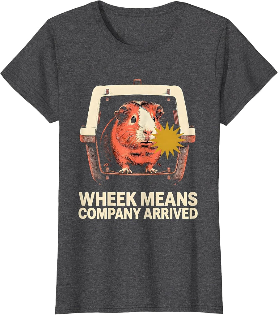 Women's Wheek Means Company Arrived Funny Guinea Pig Pet Lover Gift T-Shirt - Dark Heather Grey