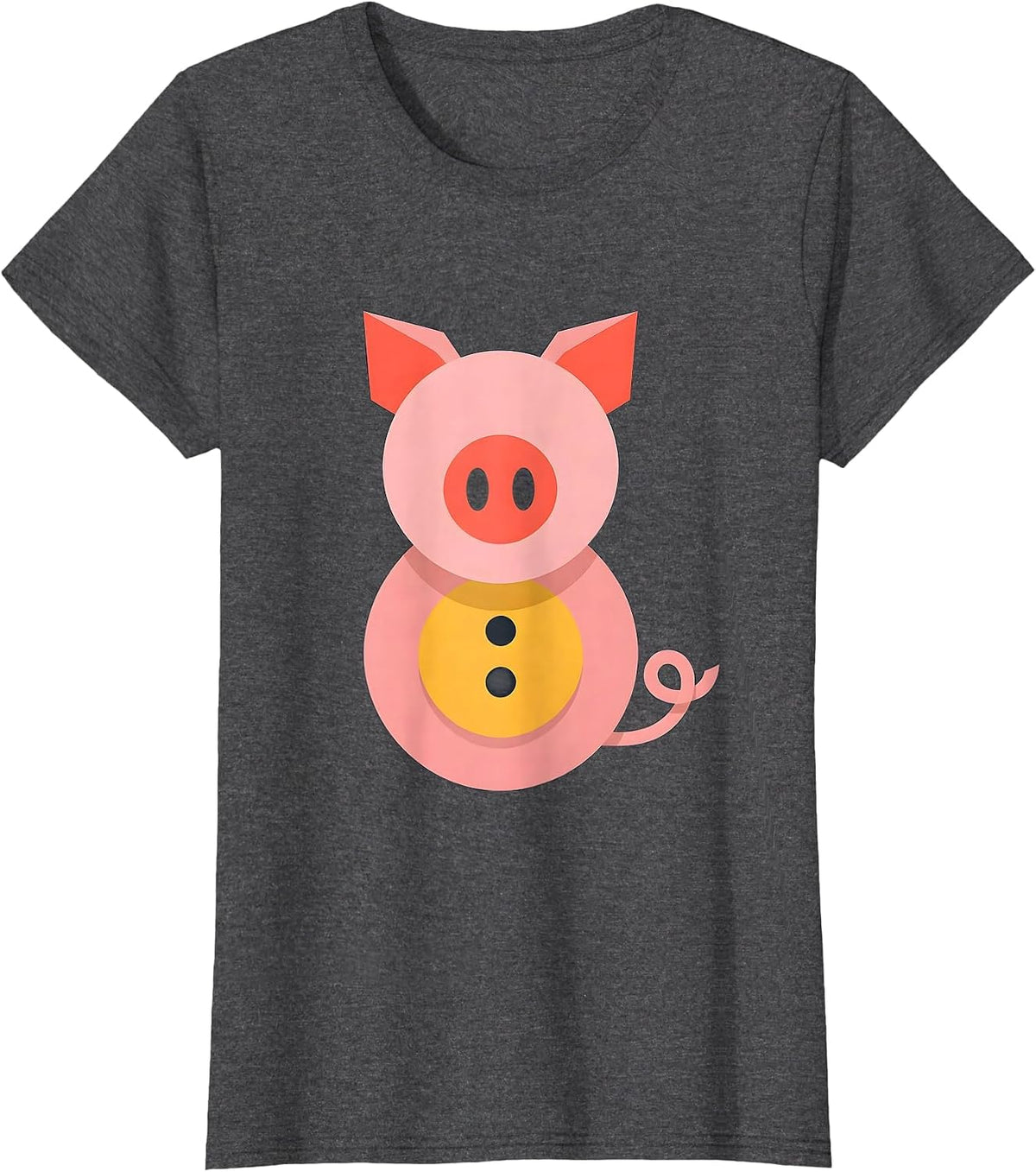 Women's Geometric Pig Flat Vector Halloween Costume Humor T-Shirt - Dark Heather Grey