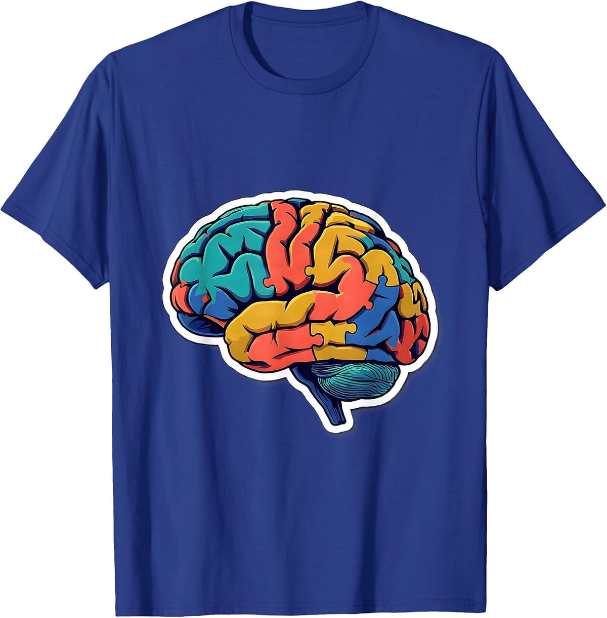 Men's Puzzle Piece Brain Special Education Design T-Shirt - Royal Blue
