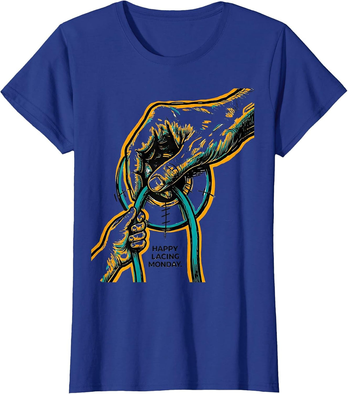 Women's Happy Lacing Monday Occupational Therapy OT Assistant T-Shirt - Royal Blue