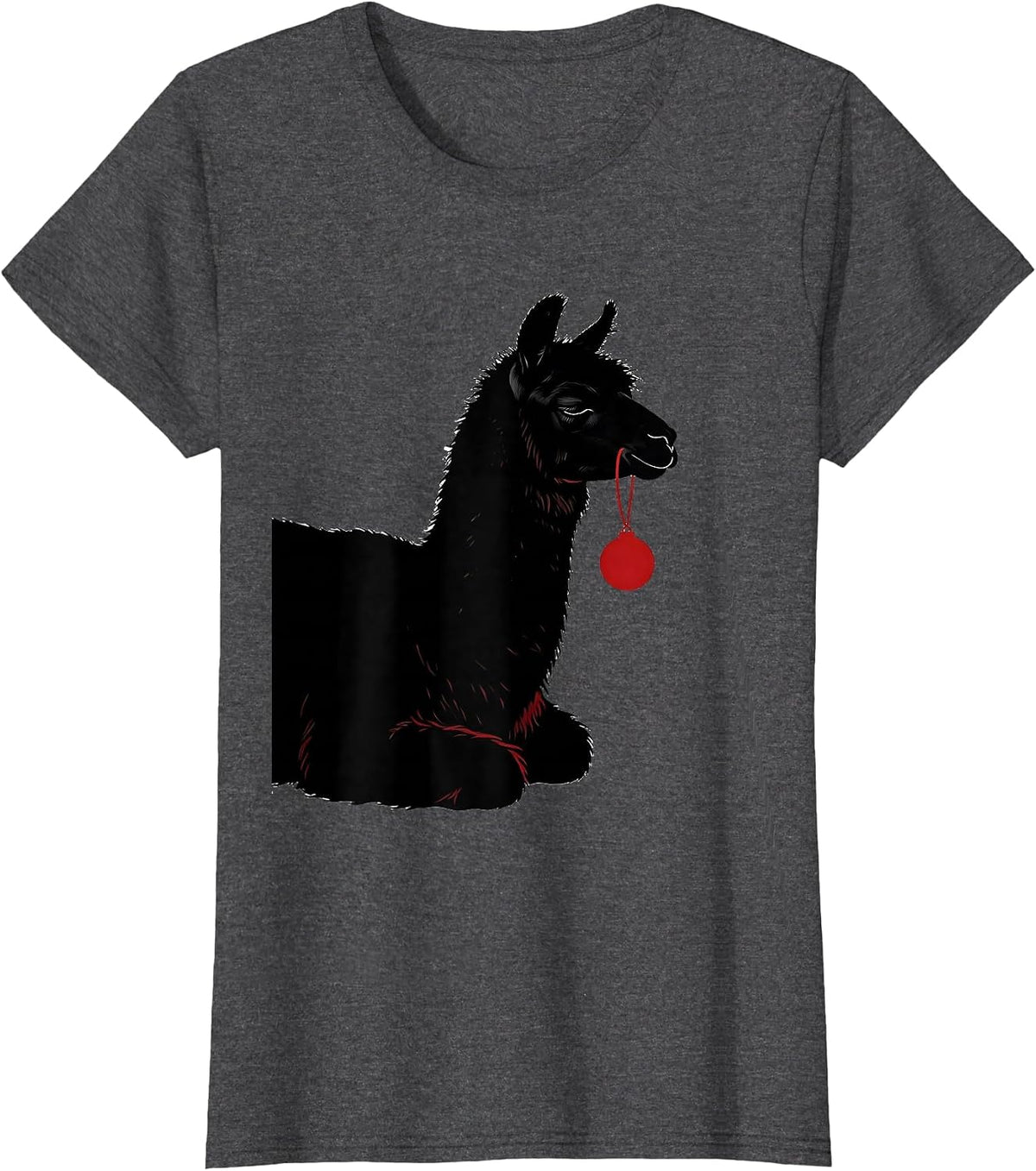 Women's Llama Silhouette Funny Christmas Animal Lover Humor T-Shirt - Dark Heather Grey