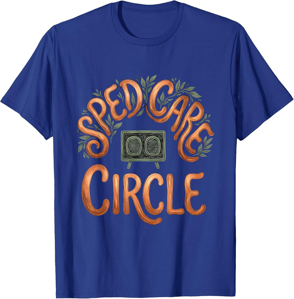SPED Care Circle Boho Typography Special Education Teacher T-Shirt - Royal Blue
