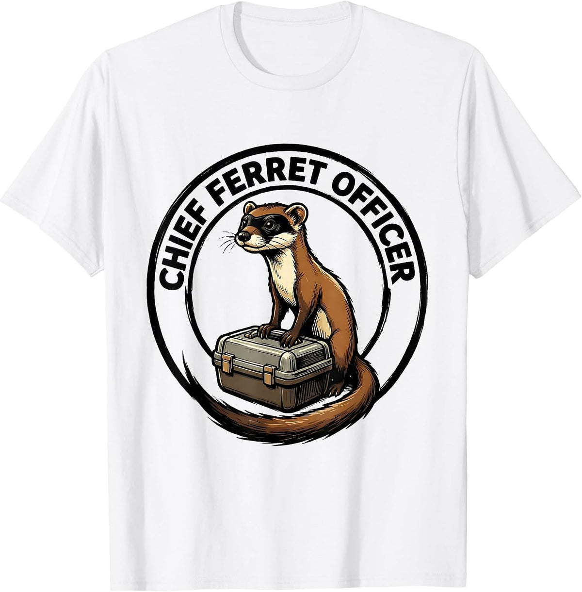 Men's Chief Ferret Officer Funny Ferret Lover Gift For Ferret T-Shirt - White