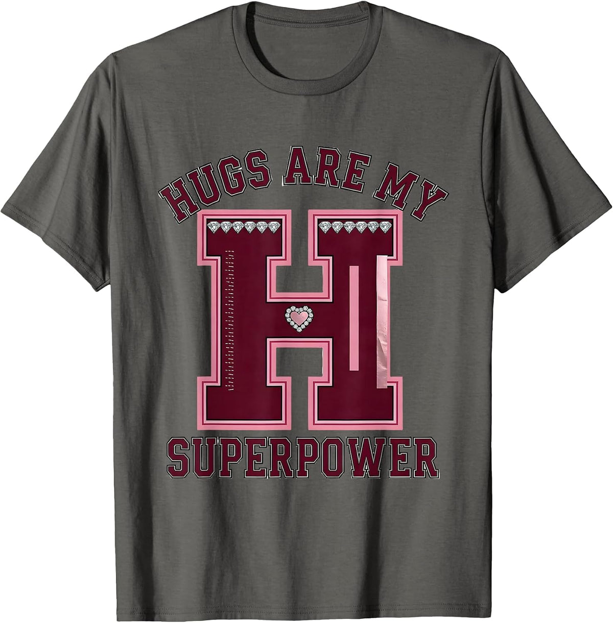 Hugs Are My Superpower Daycare Teacher Design T-Shirt - Asphalt Grey