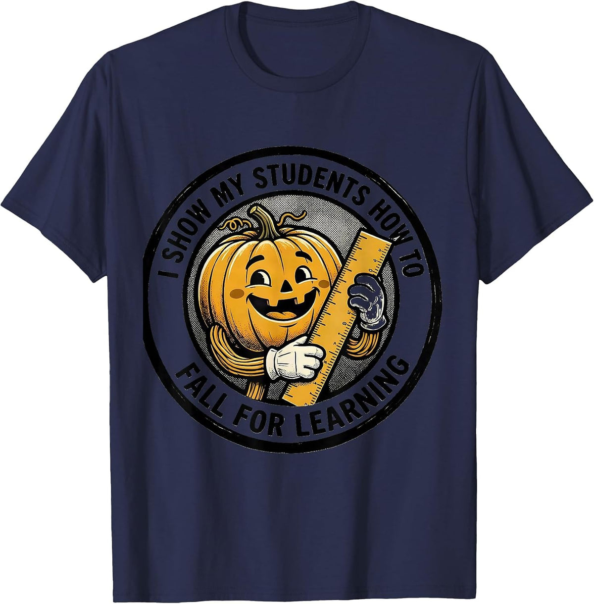 Men's I Show My Students How To Fall For Learning Retro Teacher T-Shirt - Navy Blue