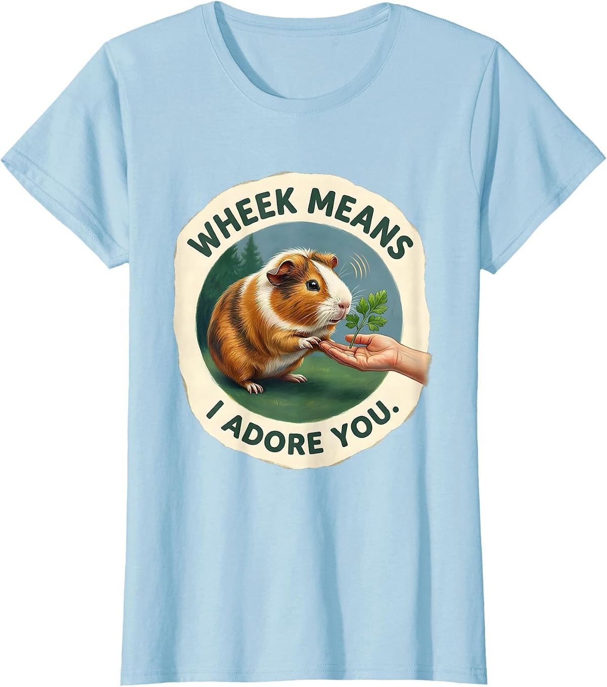 Wheek Means I Adore You Funny Guinea Pig Lover Storybook Art T-Shirt - Baby Blue