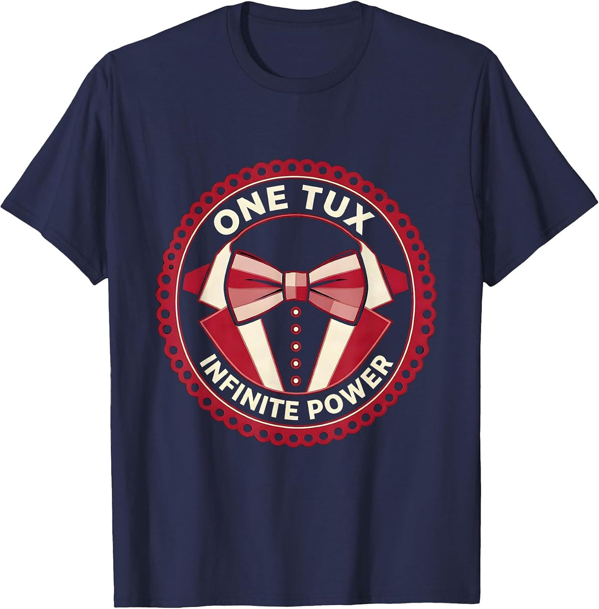 One Tux Infinite Power Tuxedo Graphic Design T-Shirt - Navy Blue