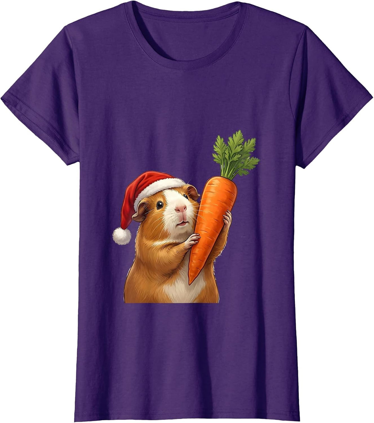Guinea Pig Santa Hat Funny Pet Lover Christmas T-Shirt - Purple