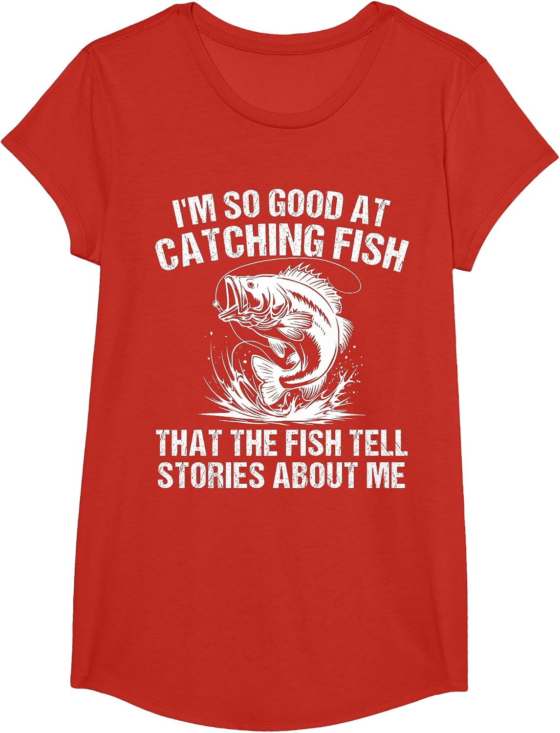 Bass Fishing Fisherman Funny Fisherman Catch Fish T-Shirt - Girls Red